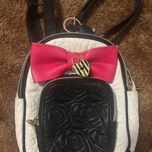 Pink and Black Quilted Backpack